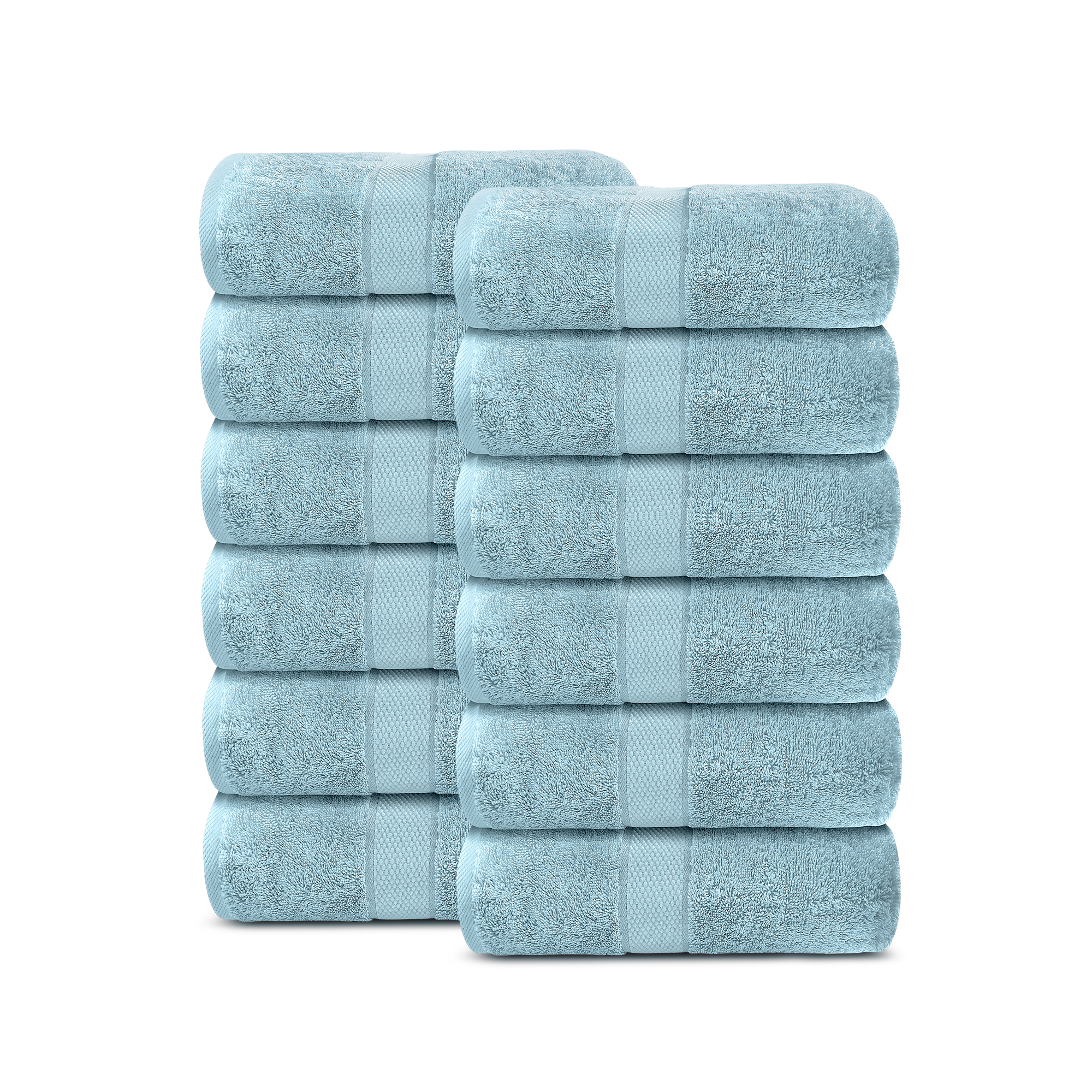 Lavish Home 8 Piece 100% Cotton Plush Bath Towel Set - Blue